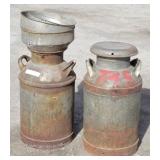 Antique Milk Cans & 2 Strainer Funnels