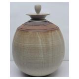 Handmade Pottery Vase w/ Llid signed ANDRE