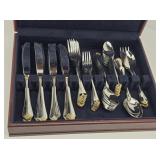 (65pc) Towle SANTA BARBARA Gold Tip Flatware 12