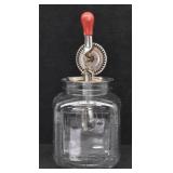 Red Handled Vtg Manual Hand Mixer w/ Glass Jar