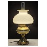 Antique Brass Hobnail Globe Hurricane Parlor Lamp