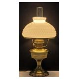 Brass Hobnail Globe Hurricane Parlor Lamp