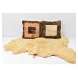Sheepskin Rug and 2 Sheepskin Pillows