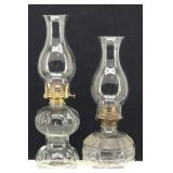(2) Clear Glass Oil/ Hurricane Lamps