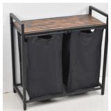 Double Laundry Hamper with Wood Top
