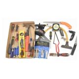 Various Screw Divers, Hammer, Level, Tape & more