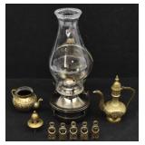 Brass Ewer, Brass Bells, Oil Lantern