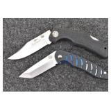 (2) Folding Knives w/ Belt Pouches: Trekker 3.5" +