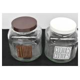 (2) Hoosier Glass Canisters, Flour & Cookies