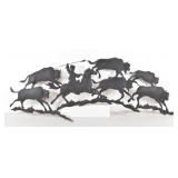 Metal Wall Art Native American Hunting Bison