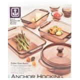 Anchor Hocking 9pc Ovenware Set Amber