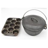 Cast Iron 10" Dutch Oven & 11 Cup Muffin Pan