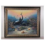 C. Benoit Signed Seascape Print of Dolphins.