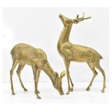 Mid Century Buck & Doe Brass Deer Figures