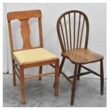 (2) Wooden Dining Chairs: Farmhouse Windsor...
