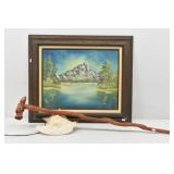 Signed Original Painting Mountain, Lake & Trees +