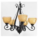 Barcelona 5-Light Chandelier, Amber Ice Glass