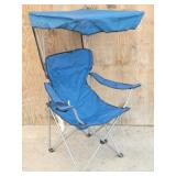 Blue Folding Chair w/ Adjustable Canopy Shade