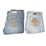 (2pr) Jeans w/ Bling: Adiktd Sz 8/W30 35" Long...