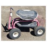 Pink Rolling Garden Cart