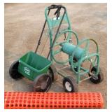 Four Wheel Hose Reel Cart, Scotts Drop Spreader +