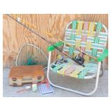 Rods & Reels, Lawn Chair, Fish Net,  Tackle Box