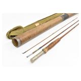 Vintage Bamboo Fly Fishing Rod 3pc w/ Sock & Case