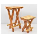 (2) Wooden Folding Stools