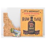 Destination Idaho Cutting Board & Rum Coffee Sign