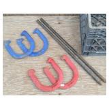 Horseshoe Game & Plastic Milk Crate