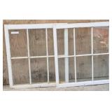 (2) Primative Wood Pane Windows