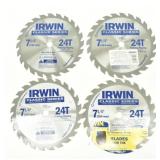 (4) Saw Blades Irwin 71/4" 24T Classic Series
