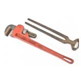 18" Pipe Wrench & Horse Hoof Nippers