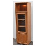 Oak 6 Foot Lighted Shelf Cabinet with Glass Door