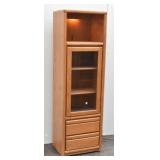 Oak 6 Foot Lighted Shelf Cabinet with Glass Door