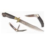 WW2 GI Bringback Bowie Knife & Vtg Old Timer Knife