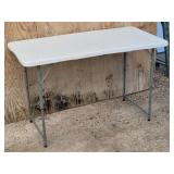 PDG Adjustable White Plastic Folding Table