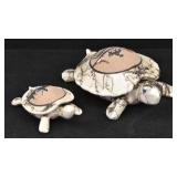 (2) Navajo Horsehair Pottery Turtle Trinket Boxes