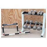 2-Tier White Dumbbell Rack w/ 4 Sets of ...