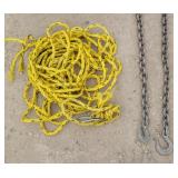 26 ft  High Test Steel Tow Chain & 3/8" Nylon Rope