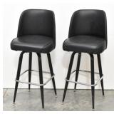 Set of 2 Black Vinyl Bistro / Bar Chairs 30" tall