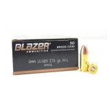 (50rd) 9mm Luger FMJ CCI BLAZER Ammo