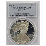 2001-W American Eagle 1 Oz Fine Silver Dollar