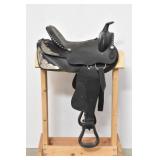 Leather Western Style Saddle Silver Tone Accents