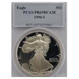 1990-S American Eagle 1 Oz Fine Silver Dollar