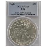 2002 American Eagle 1 Oz Fine Silver Dollar - MS69