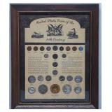 US Coins of the 20th Century Framed Set w/ Silver