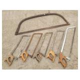 Collection of Vintage Meat Saws & Bow Saw