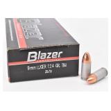 (50ct) 9mm Luger TMJ Blazer Ammo
