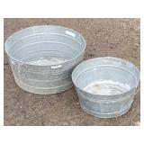 (2) Galvanized Wash Tubs / Country Planters